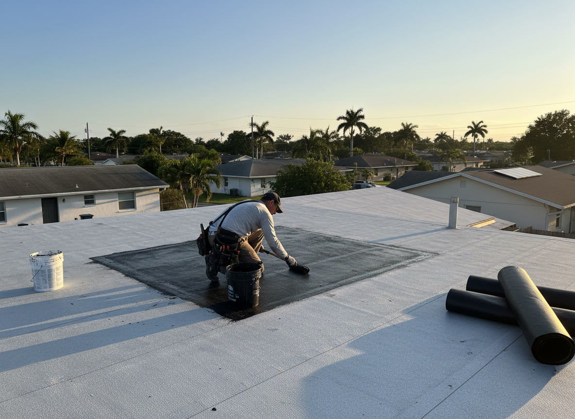 Flat roof repair in Cutler Bay